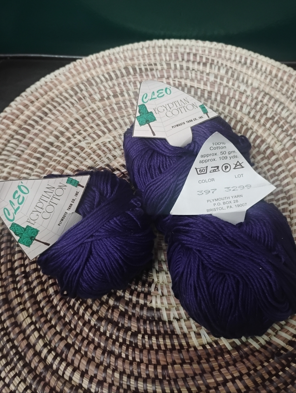 Plymouth Yarn Co. Cleo Egyptian Cotton Yarn Violet Purple 3 Skein Lot NEW - Picture 6 of 8
